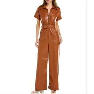 Free People Brown Faux Leather Jumpsuit, Size 6